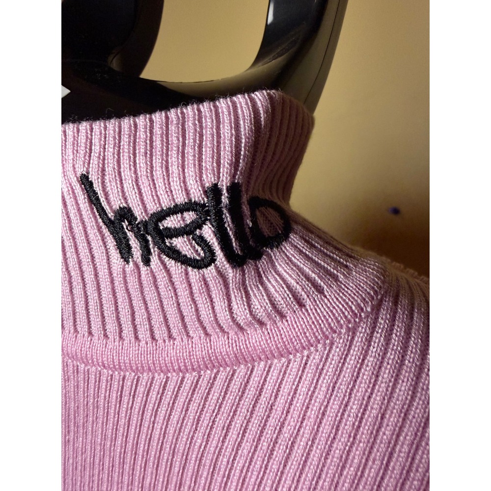 Hello Kitty x Forever 21 Pink Ribbed Mock Neck Sweater Top Womens Medium NWT